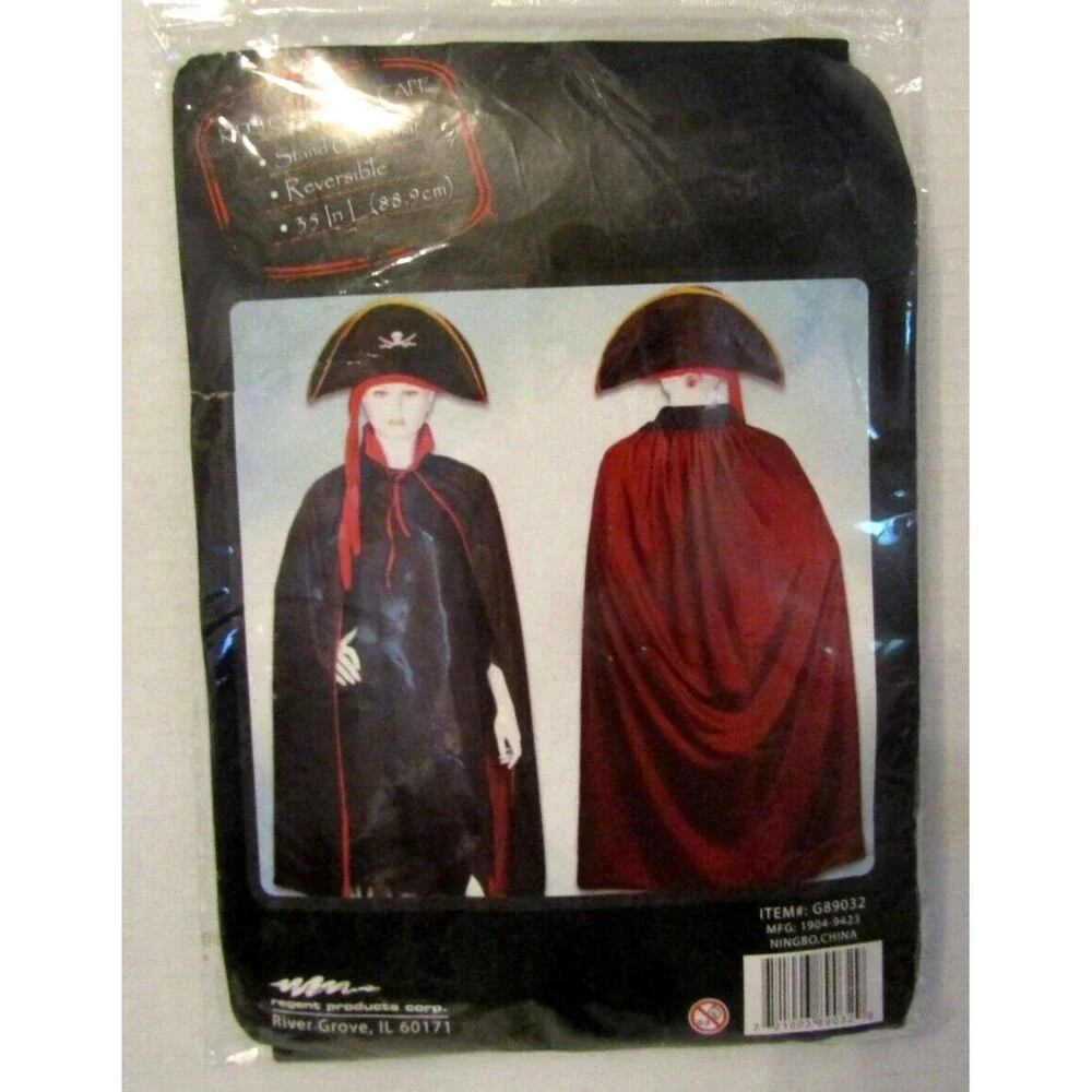 NIP Costume Cape Reversible Stand Up Collar Red Black Size Kids L 88.8 cm